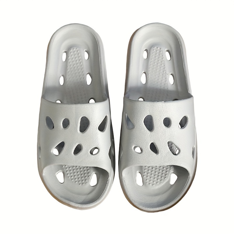 Image of 1 Pair Of Hollow-out Unisex Anti-slip Bathroom Slippers, Soft-soled Non-slip Indoor Slippers, Women Shoes