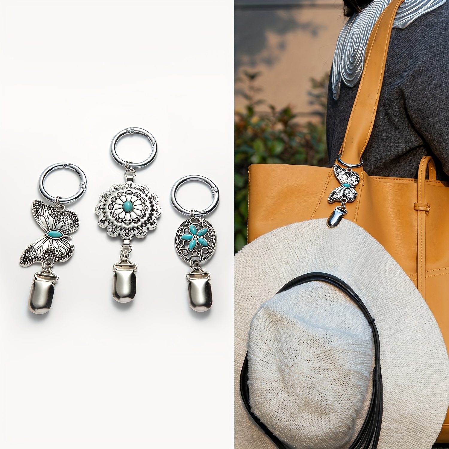 Retro Hat Clip Outdoor Backpack Luggage Storage Clip Straw Hat Alloy Accessories Lazy Artifact Hat Storage Artifact