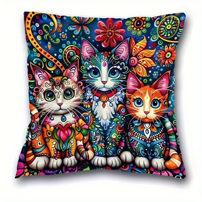 

- Cat Pillowcase 17.7"x17.7" - Zippered, & Bedroom Decor ( Not Included)