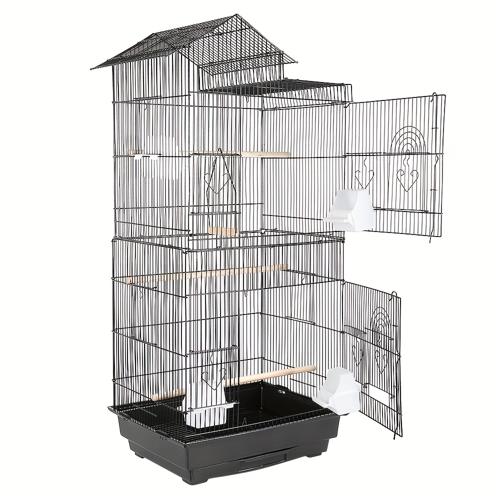 TEMU Bird Cage Aviary With Portable Handle, Budgie Cage, Small Animal Cage With Canopy, Transport Cage With Floor Basin, Animal Cage For Indoor And