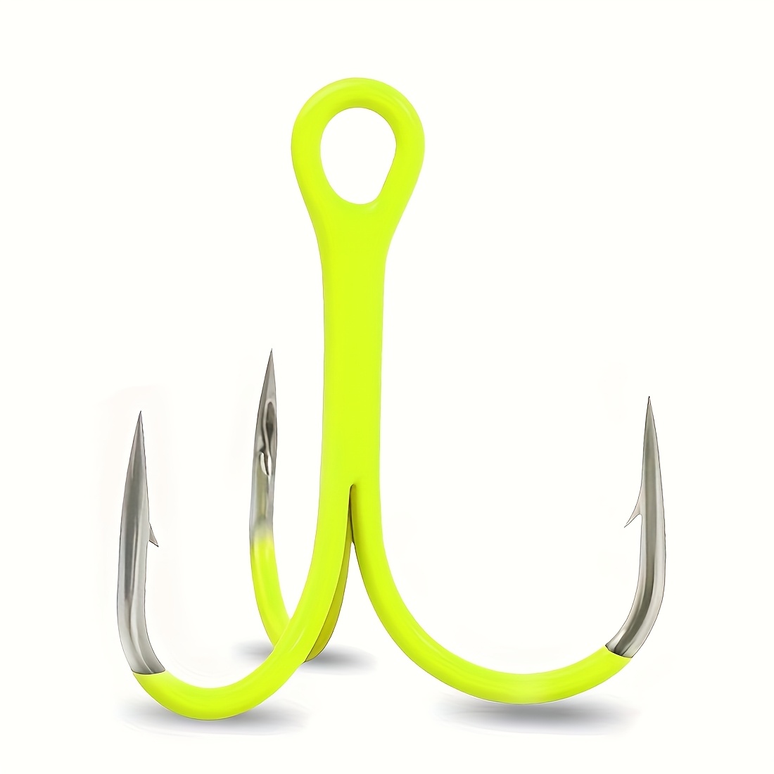 10pcs Triple Hook Treble Hooks 2* for Deep Freshwater Applications,  Fluorescent Green, Fishing Accessories, Sleek Hook Design, Durable Fishing  Gear