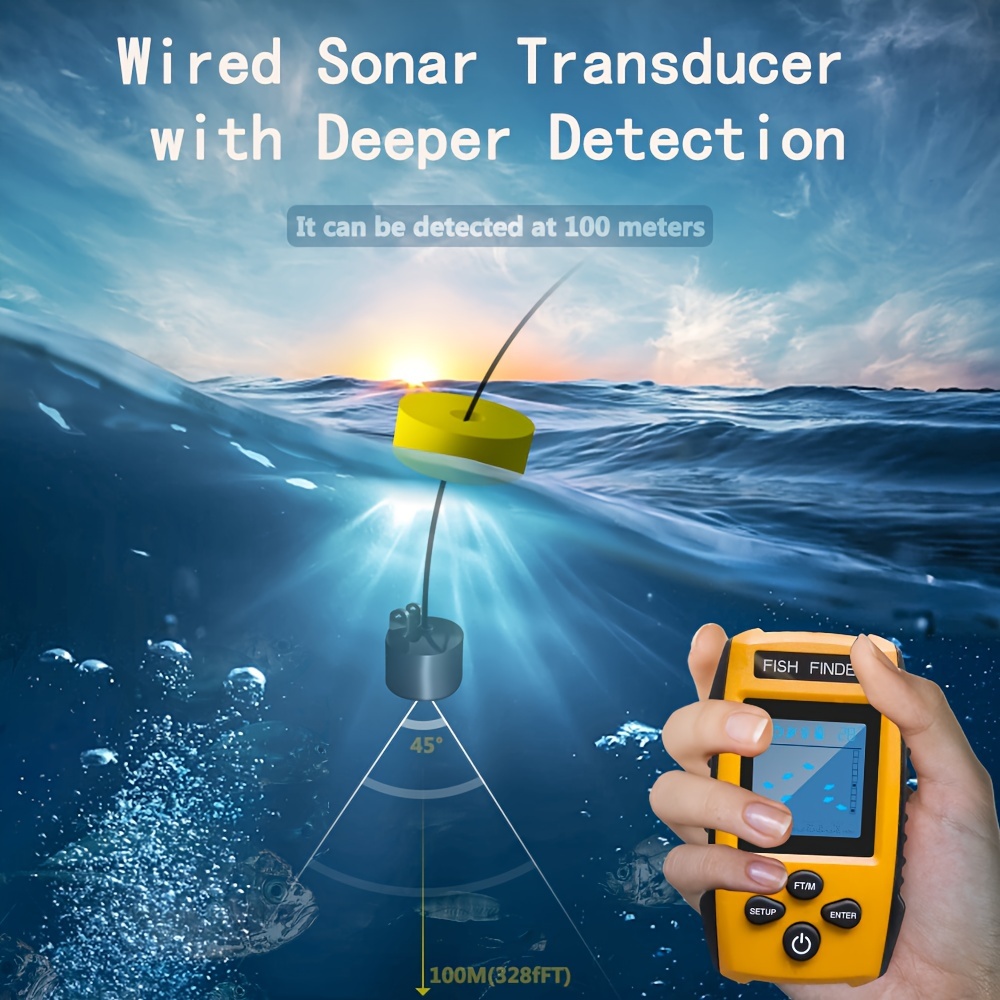 LUCKY Wired Fish Finder Sonar Sensor Transducer Water Depth Finder Portable  Fish Finder for Fishing