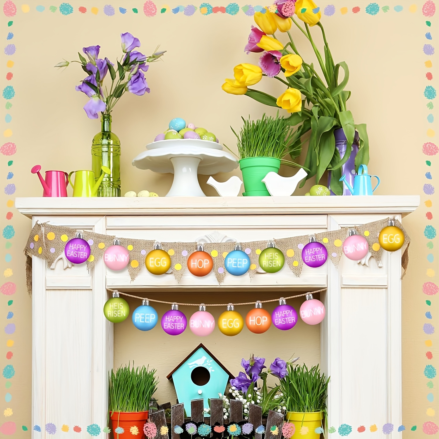 24 Pcs Easter Hanging Ball Ornaments - Colorful Spring Egg Decorations For Tree And Party