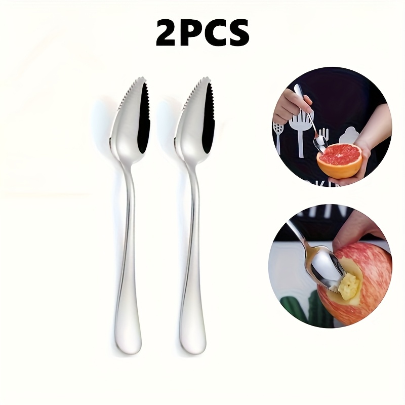 TEMU 2 stks roestvrijstalen fruitlepels, 6,57" - Duurzaam, vaatwasserbestendig, ideaal voor grapefruit, avocado en ijs, perfect voor thuis en