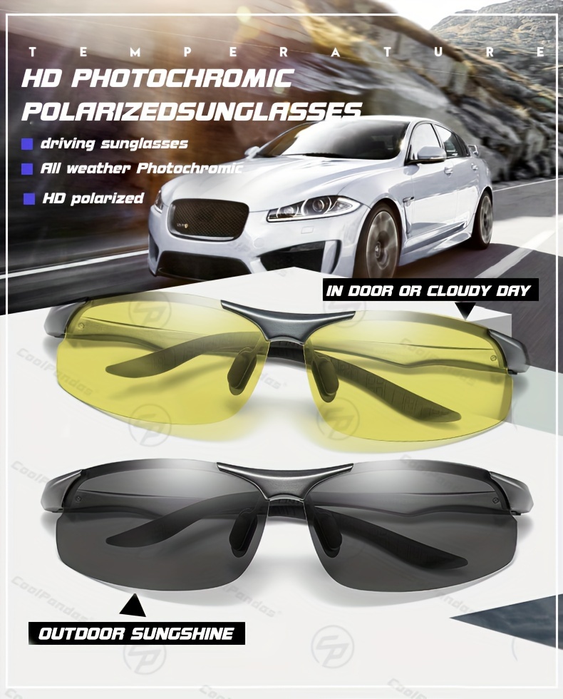 Mens Aluminum Magnesium Frame Photochromic Polarized Sunglasses Casual  Driving Day Night Vision Glasses Yellow Lens Anti Glare Driver Goggles, Shop The Latest Trends