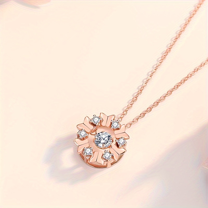 Butterfly Flower Wreath Zirconia Pendant Necklace December Birthstone