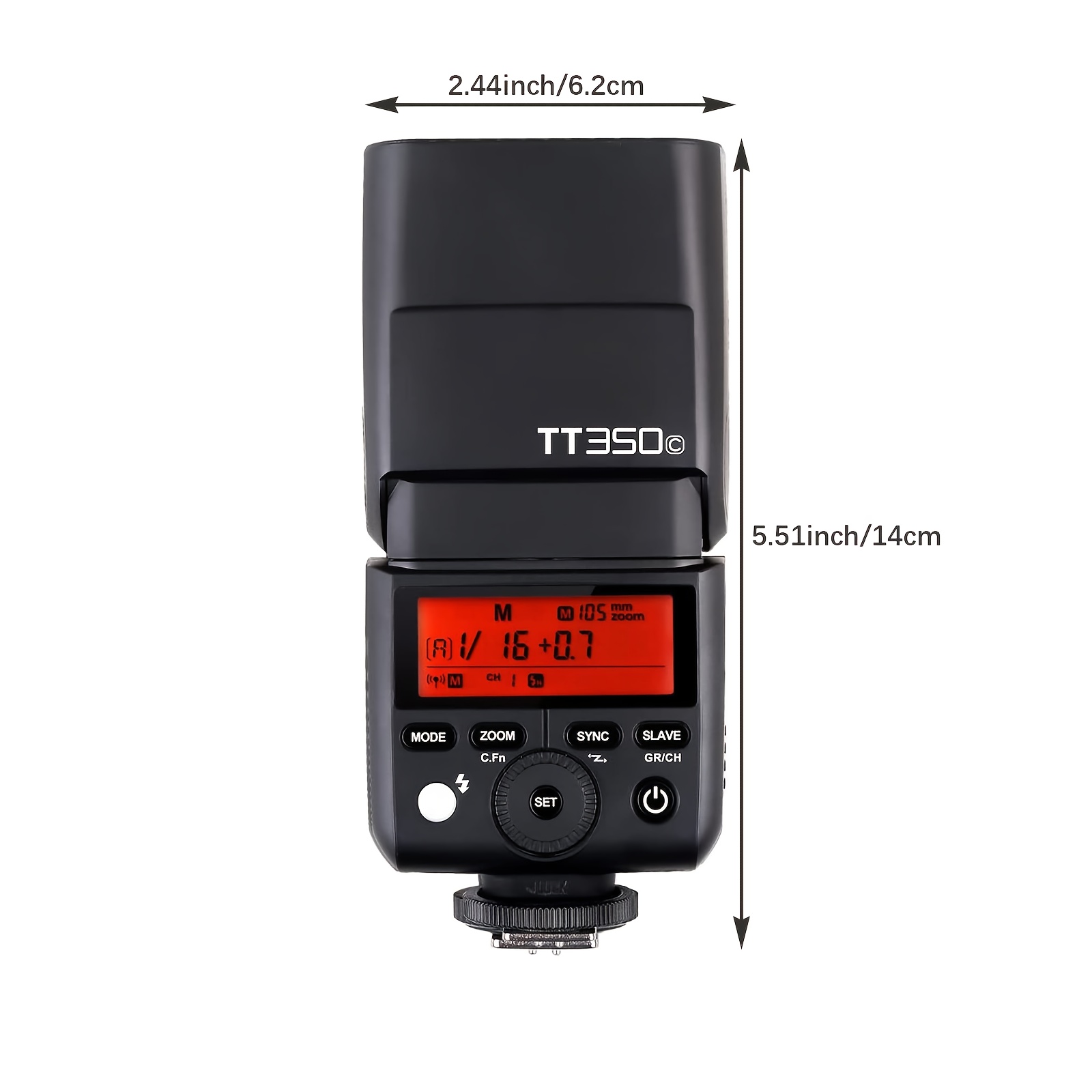  tt350c ttl flash (versione ), wireless gn36 2.4g, tempo di ricarica di 1.5 secondi, sincronizzazione ad velocità di 1/8000 di secondo, regolazione della potenza a 14 , per riprese di matrimoni/ /vlog Dettagli dell'articolo 0