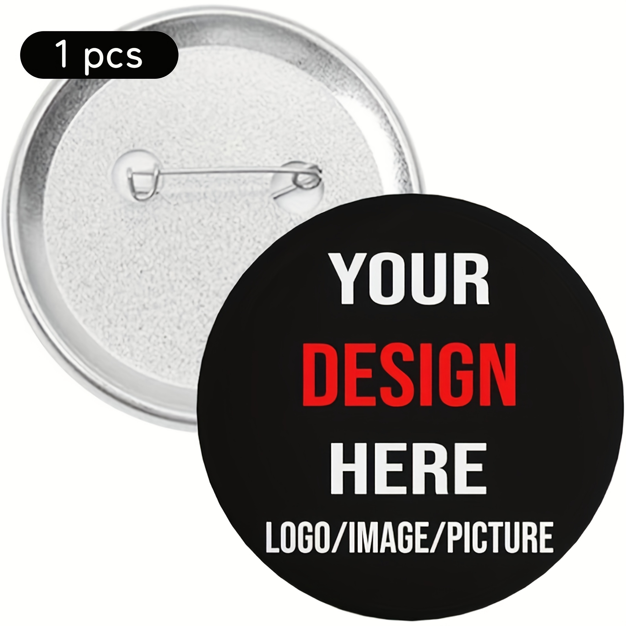 TEMU Custom Round Badge With Safety Pin, Personalized Text Photo Logo, For Promotion Wedding Graduation Sports Events, Durable Lapel Pin, Corporate