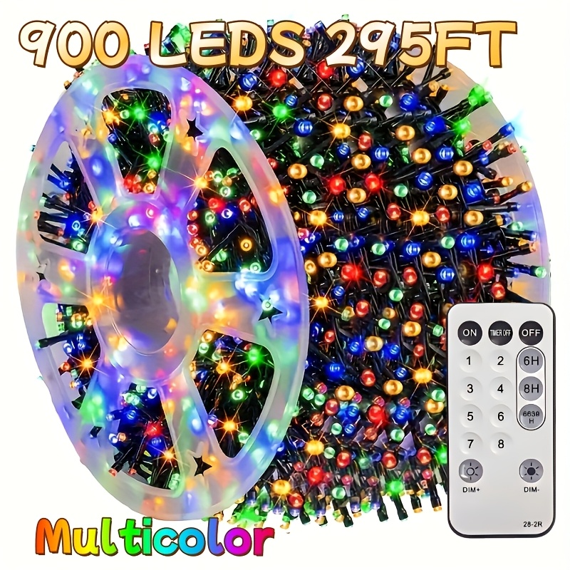 item picture 900 led christmas string lights 295ft   led decorative fairy lights with remote 8   waterproof for outdoor xmas   garden wedding home decor multicolor