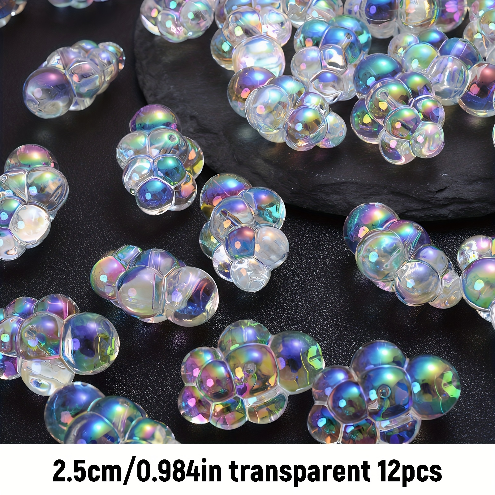 E-shop Set mit 12 transparenten 25-mm-AB-Farben-Perlen in Wolkenform mit Löchern, für die Herstellung von handgefertigtem Schmuck wie Armbändern,