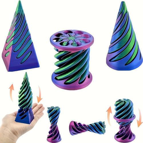 3pcs cone toy spiral cone ornaments 3d printed pyramid sculptures spiral cone