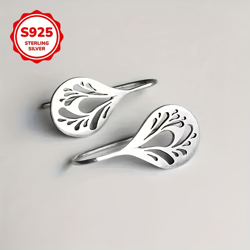 TEMU S925 Pure Silvery Women's Earrings, Dandelion Hollow Shaped Earrings, , Fashionable And Elegant, Suitable For Daily And Holiday Wear, The Gift