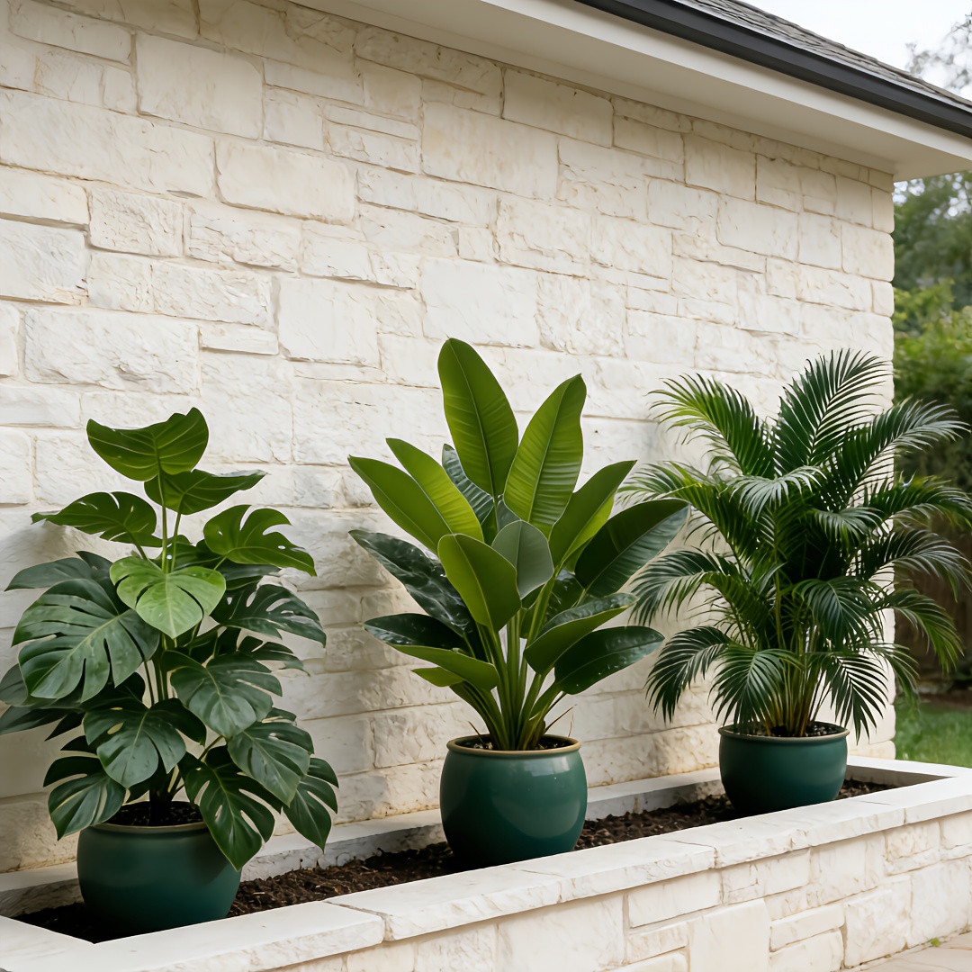 Ensemble de 3 Plantes Artificielles à Grandes Feuilles - Monstera Luxuriant et Palmiers, Bananiers, Adaptées à l'Extérieur - Arbres Décoratifs Tropiques à Large Feuillage Sans Entretien, Plantes en Pot pour Intérieur/Extérieur Toute l'Année, Arbustes Faux Style Nordique pour Mariage Hôtel Jardin