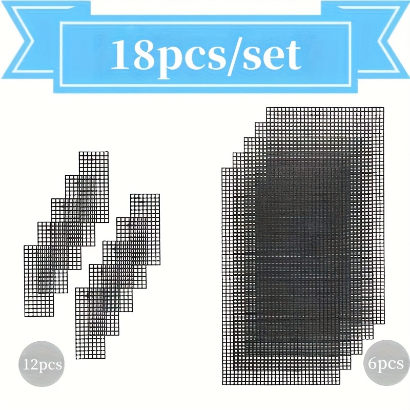 TEMU Set de 18 almohadillas de malla de plástico negro para crear carteras, plantillas para tejido de ganchillo y bordado, ideal para crear carteras,