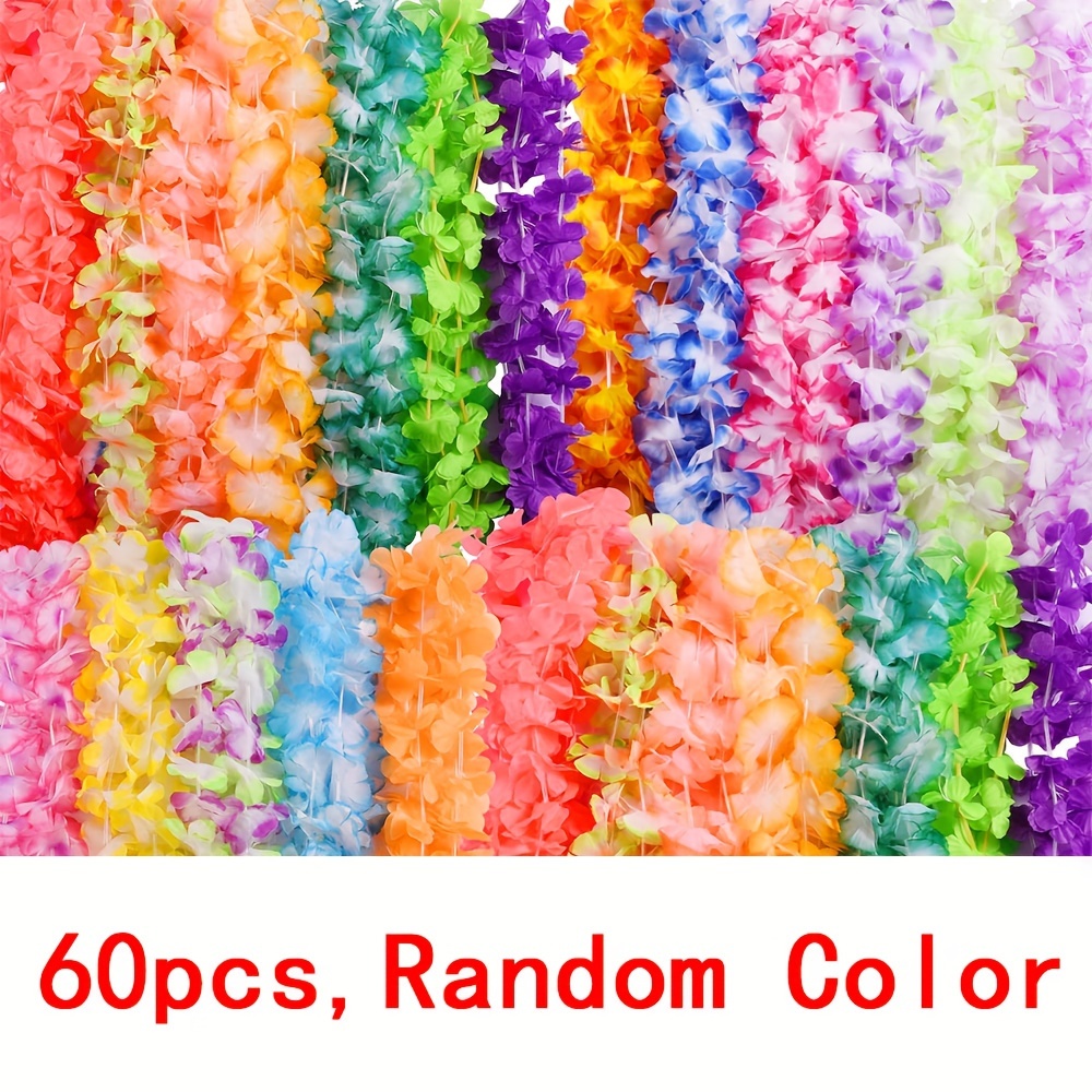 E-shop 20/40/60er Pack Tropische Hawaiianische Leis – Gemischte Farben, Federlose Blumenketten-Girlanden-Sortiment, Langlebiges Polyester für