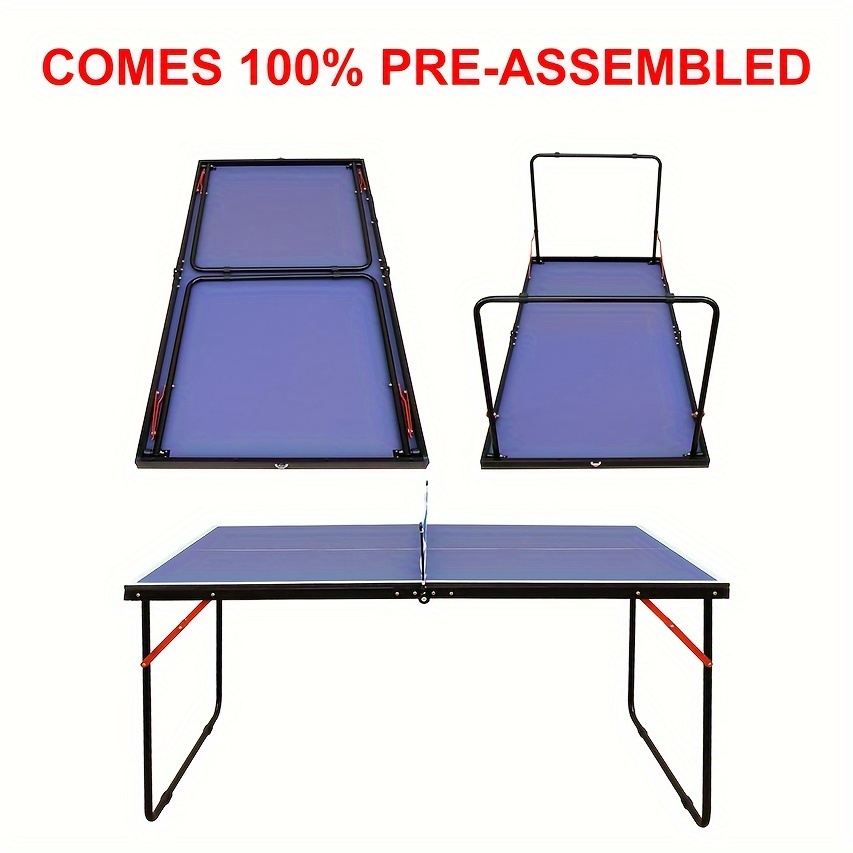 TEMU Mid-size & Portable 4.5ft Pong Table Set, 2 -pong And 3 , Indoors And Outdoors