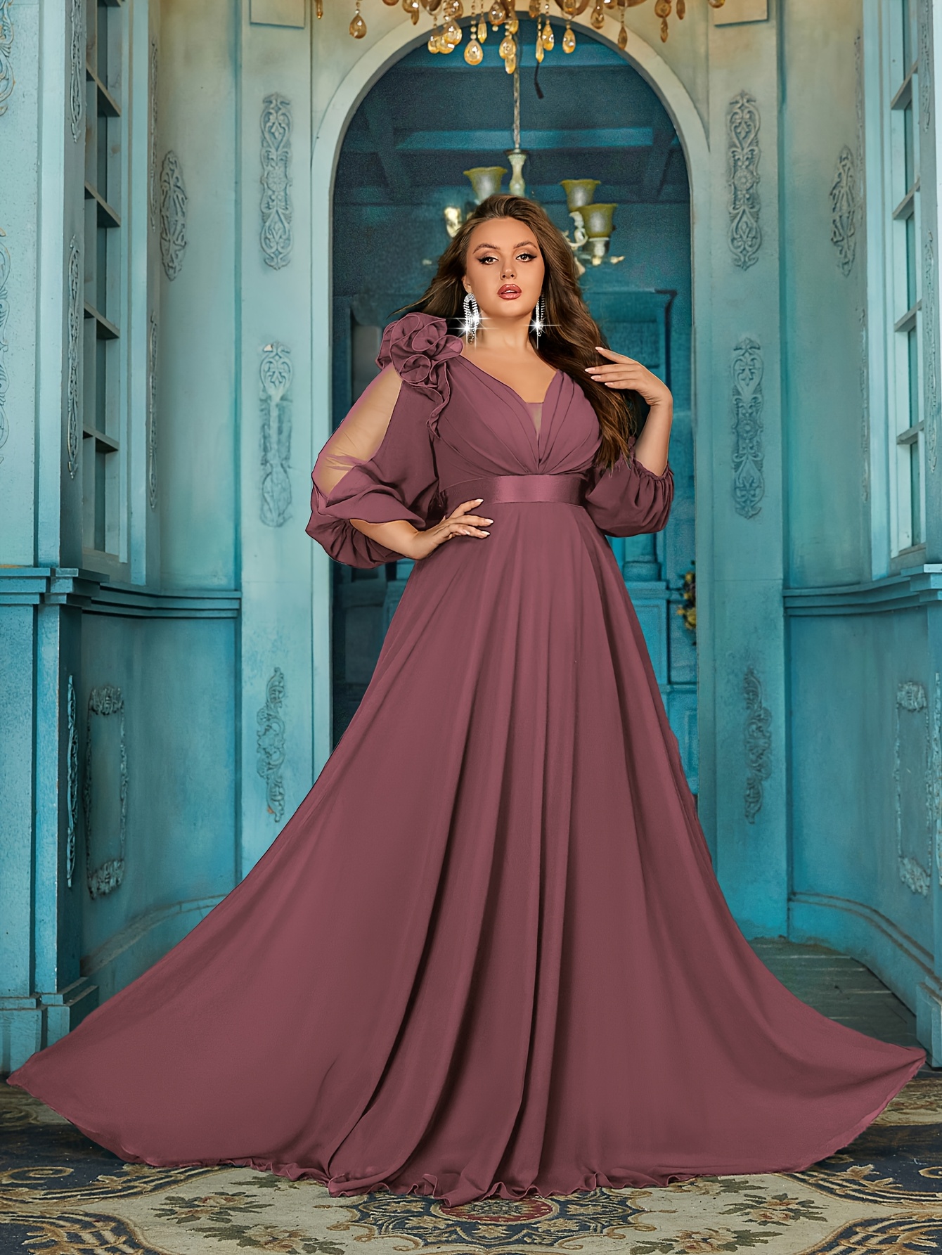 Plus Size Formal Christmas Dresses for Women plus size womens v neck solid color minimalist everyday - Temu