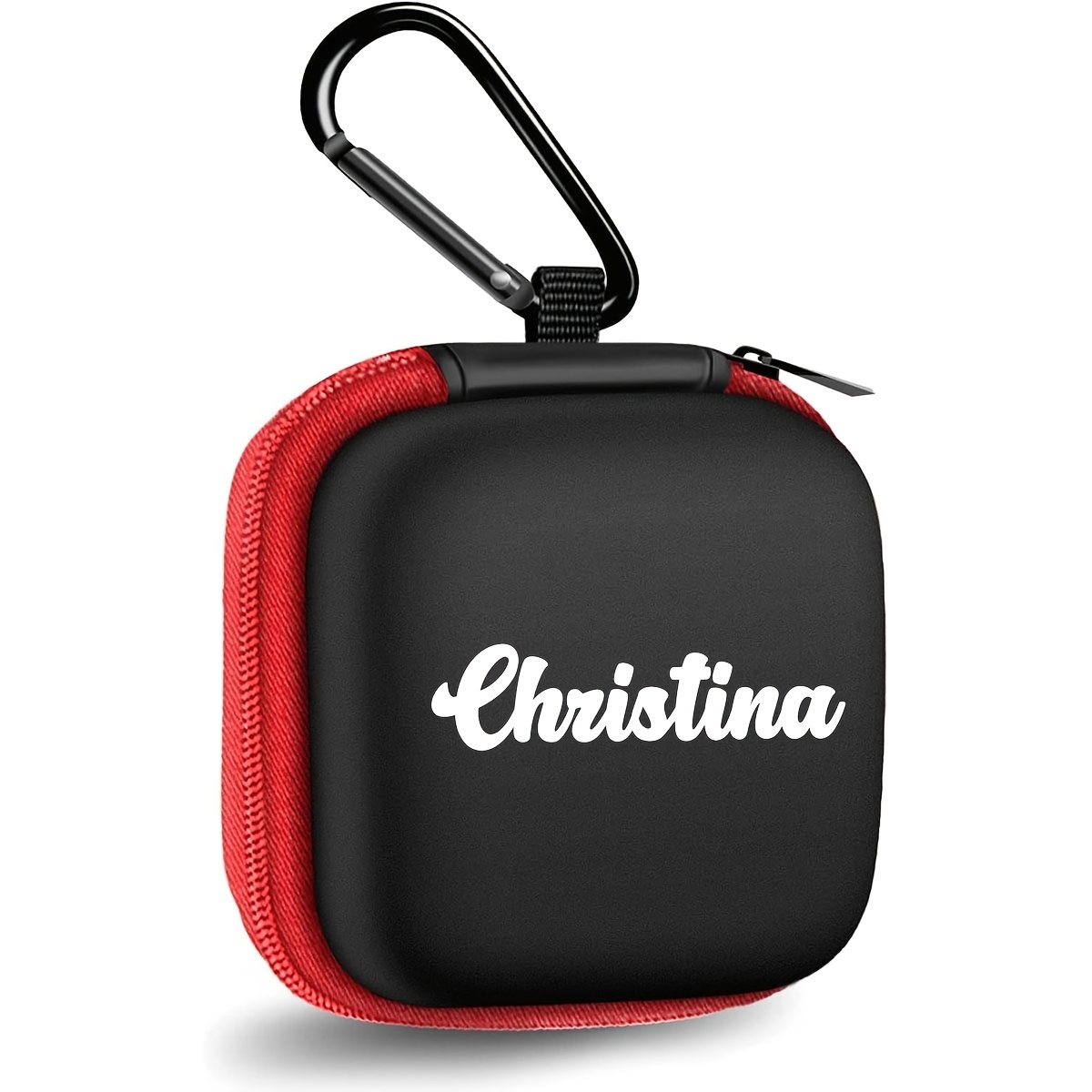 TEMU Customizable Name Headphone Case, Customized Headphone Storage Bag, Personalized Charger Storage Bag, Phone Accessory Box, Small Letter Zipper
