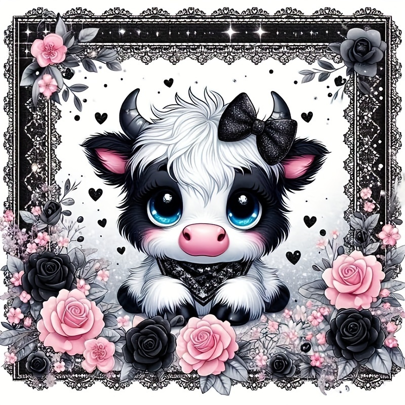 

Animal Cow Diamond Art Painting Tool Kit: Diy 5d Round Diamond Mosaic Craft, Festive Decoration, Handmade Gift, Suitable For Home, Garden, Door, And Wall Art, 30x30cm (11.8x11.8in)