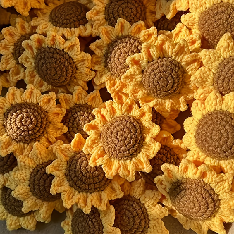 TEMU Set Of 6 Handcrafted Sunflower Bouquets Made Of Crochet, Perfect For Weddings, Home Decor Room, Back-to-, Graduations, Mother's Day, And