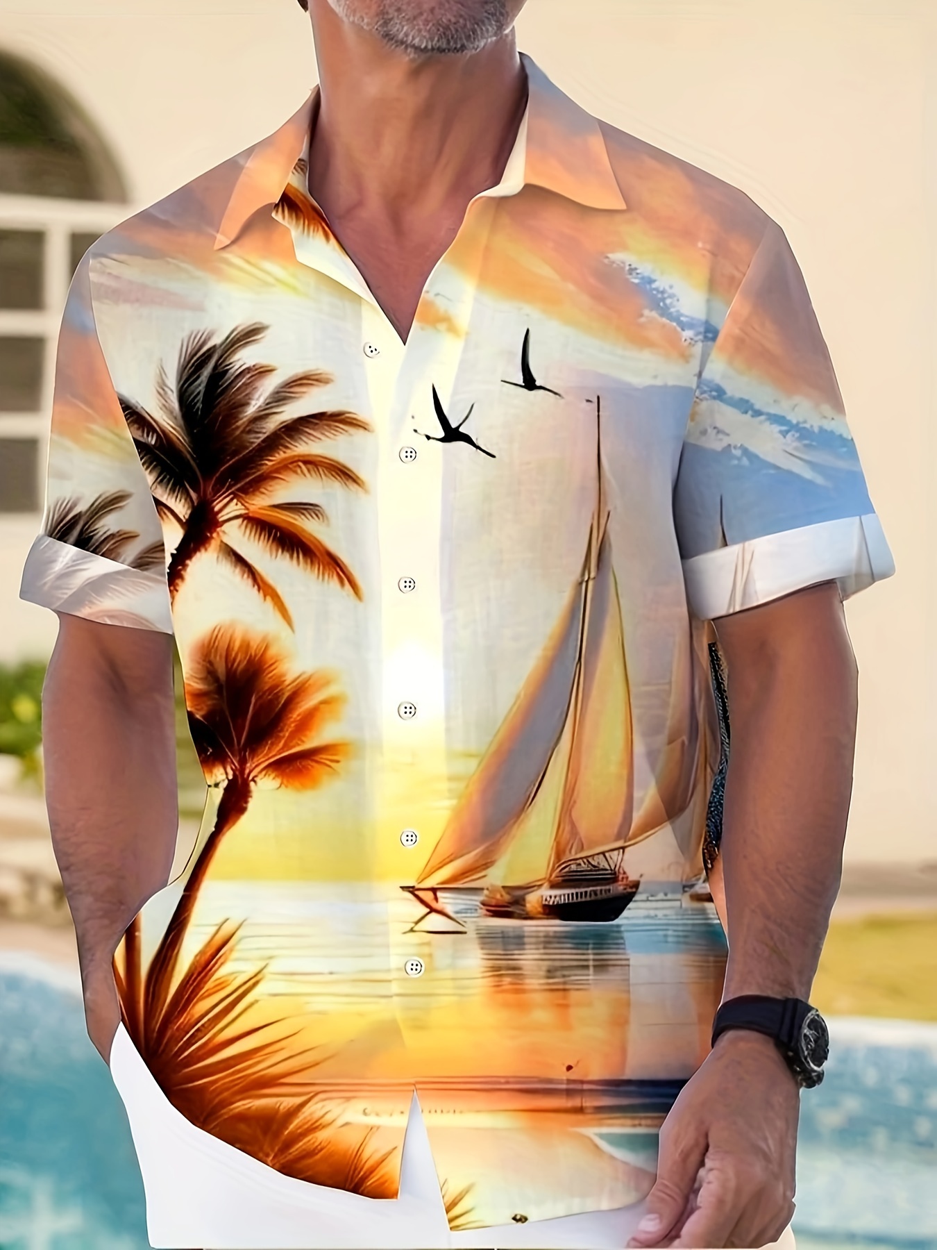 Camisa De Playa Hombre - Temu