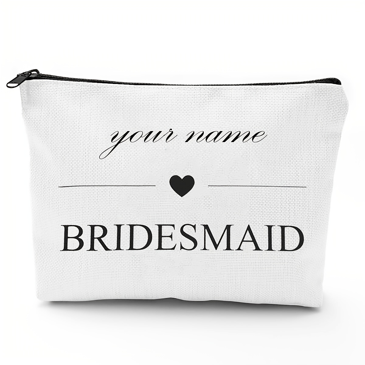 personalized bridesmaid gift makeup bag custom name heart Temu