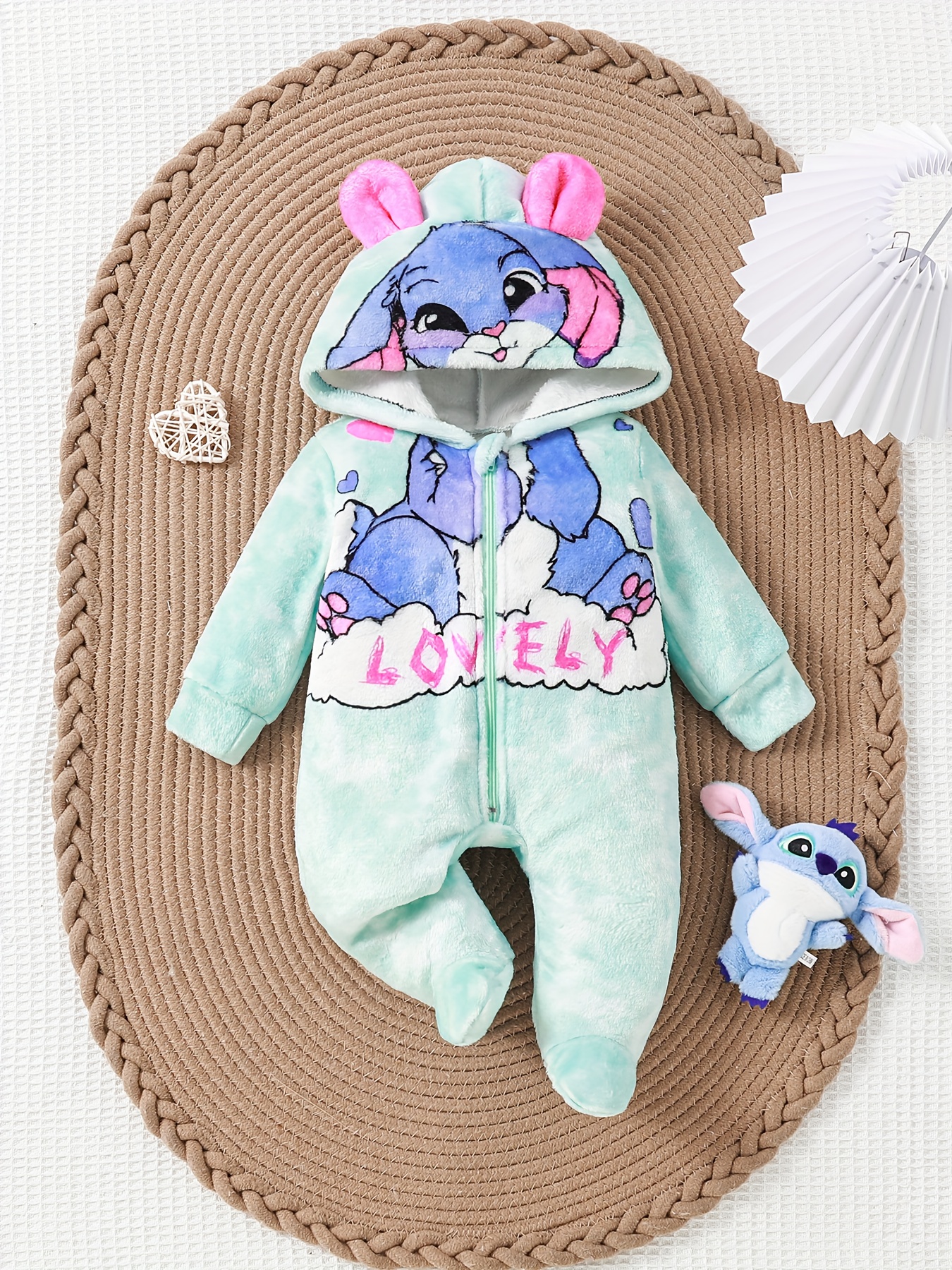 Lichtgroene tie-dye pluche romper voor pasgeboren meisjes