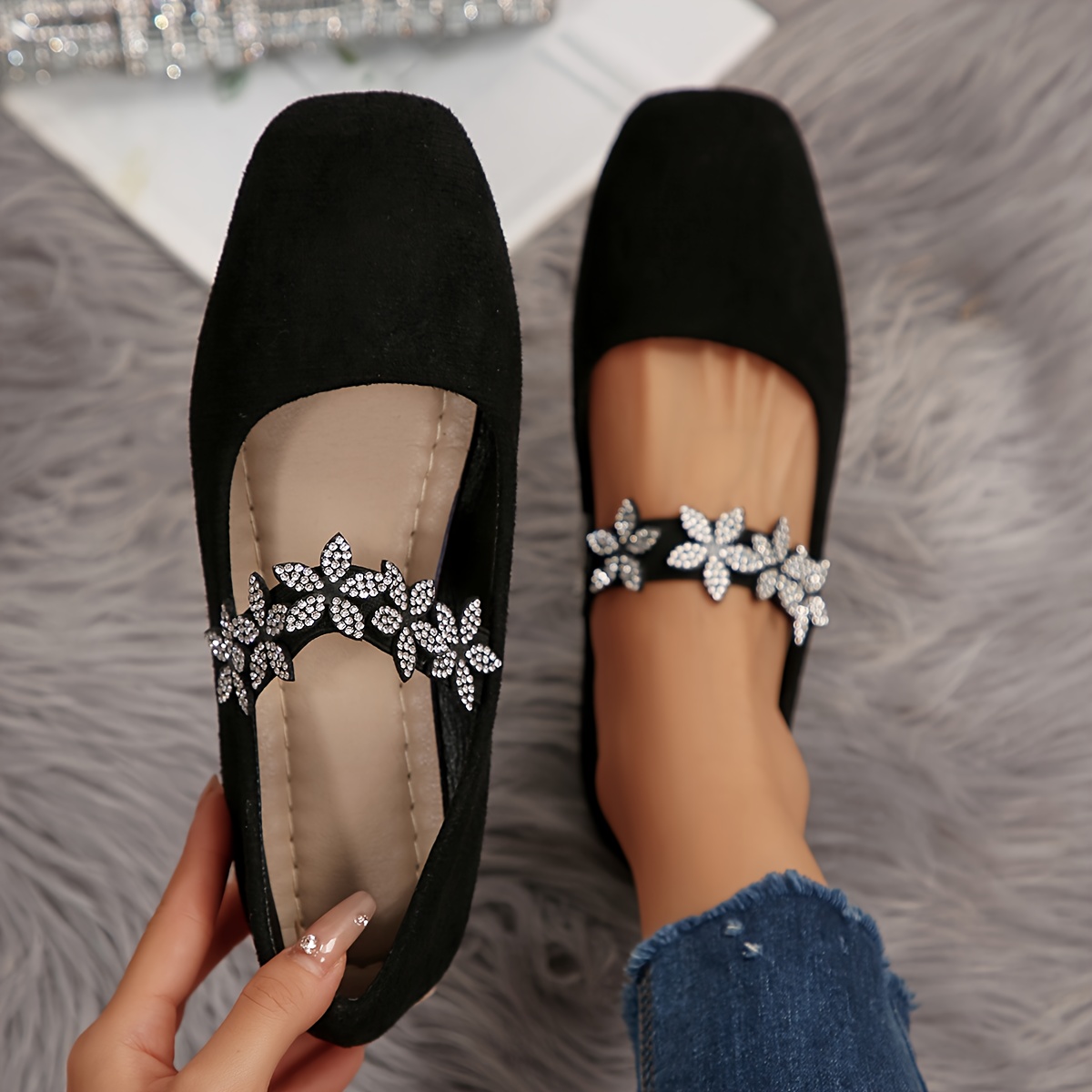 TEMU Women's Flats, Comfortable Flat Shoes With Double Straps And Star Studded Decor, Fashionable Elegant Style, Outdoor , Essential Women's Shoes,
