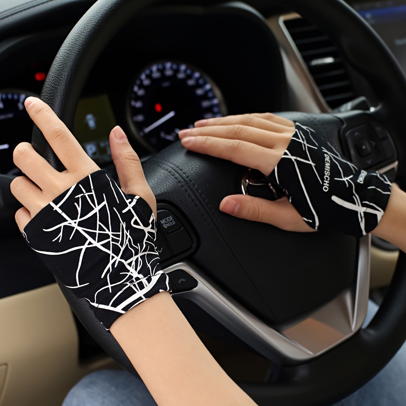 

Short Fingerless Gloves Stylish Striped Gloves Summer Breathable Scar Cover Gloves For Women Men