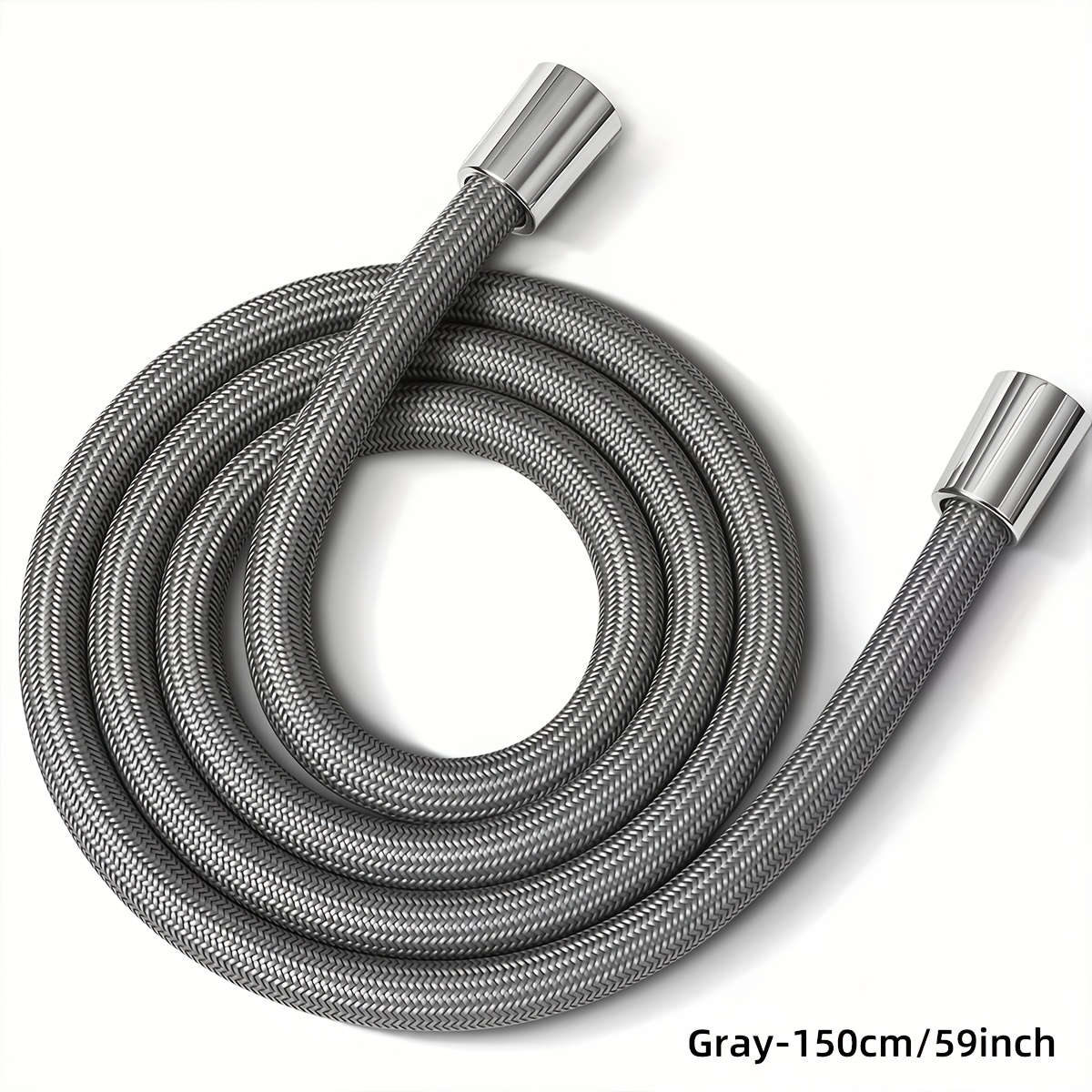 Image of 59 Inch Protective Shower Hose Stainless Steel Interface Nylon Shower Tube Universal For Bathroom Use Durable Nylon Braided Shower Hose With High-pressure Fittings Flexible Leak-proof Replacement Hose