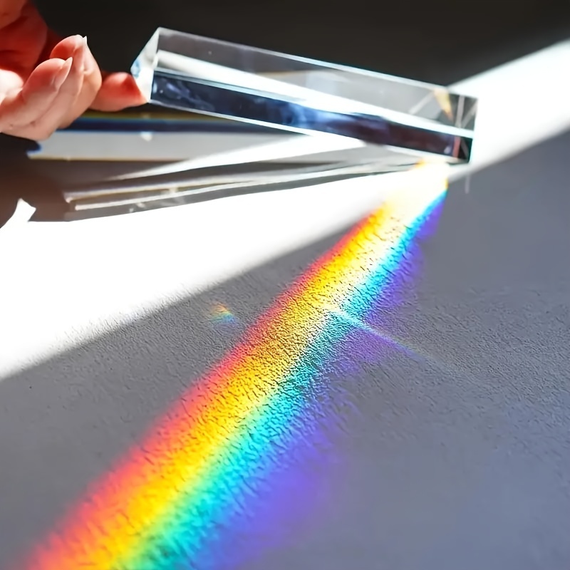 

Prisme attrape-soleil en verre - Réfracteur triangulaire transparent pour la physique éducative et la photographie, décoration de bureau à spectre lumineux arc-en-ciel