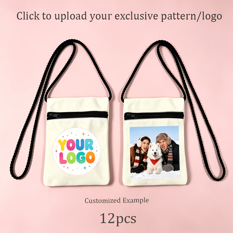 TEMU Set da 12 pezzi di borse a spalla singola da donna con chiusura a cerniera e motivo/logo personalizzato - Lavabile a , lavabile , pochette per