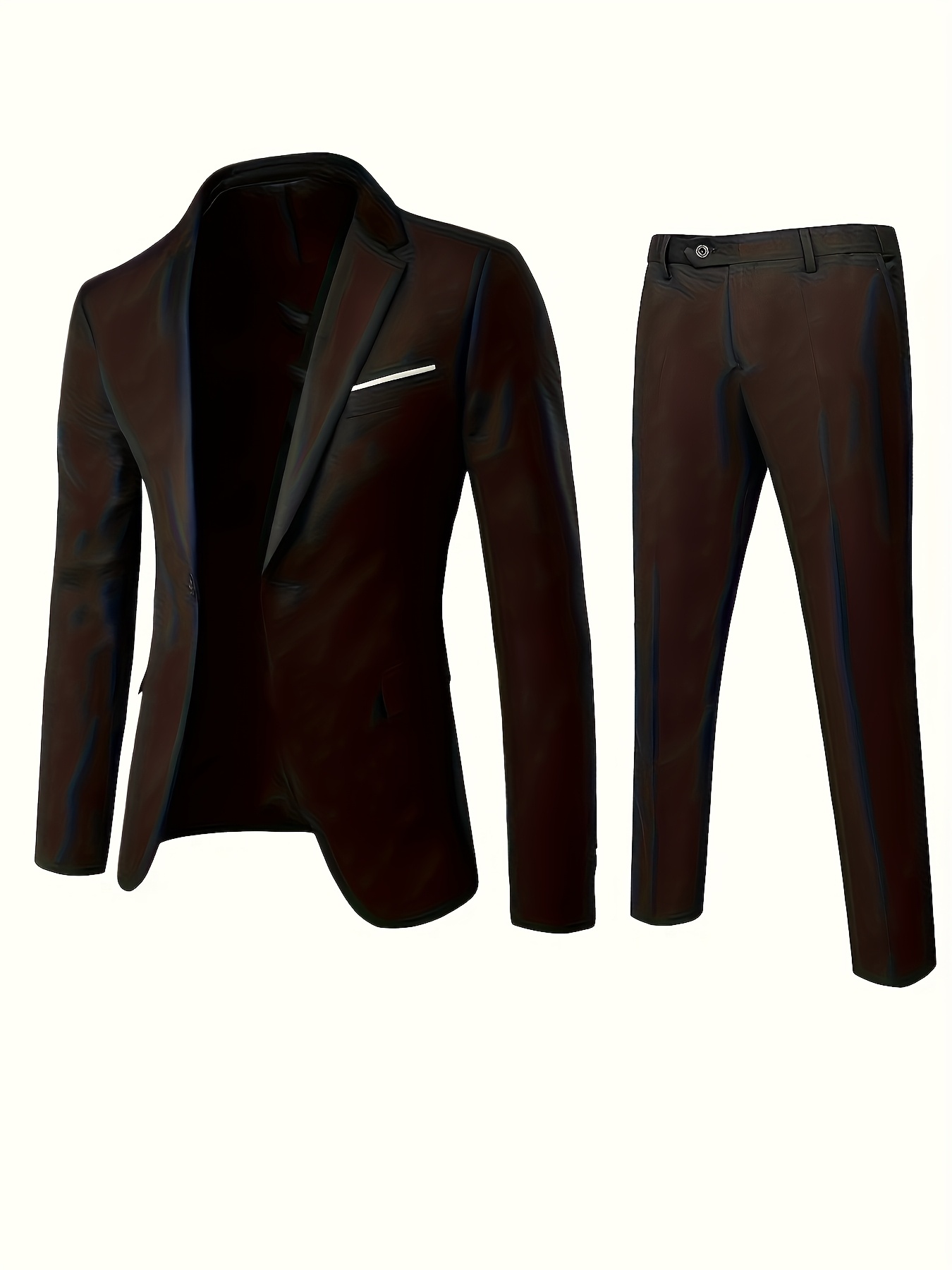 Men'S 2pcs Suit Set, Including Jacket And Pants, Suitable for Parties, Gatherings And Weddings, Fashionable Formal Wear, Solid Color, Long Sleeve, Button Details, Regular Fit, All-Season Wear, Wedding Attire|Sleek Formal Attire|Button Detailing