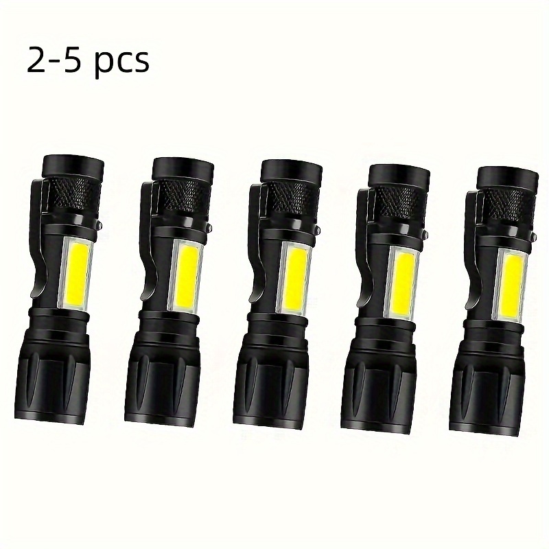 

2/5pcs High-power Led Flashlight, Rechargeable Mini Flashlight, With Magnetic, 5 Lighting Modes, Bright Outdoor Flashlight