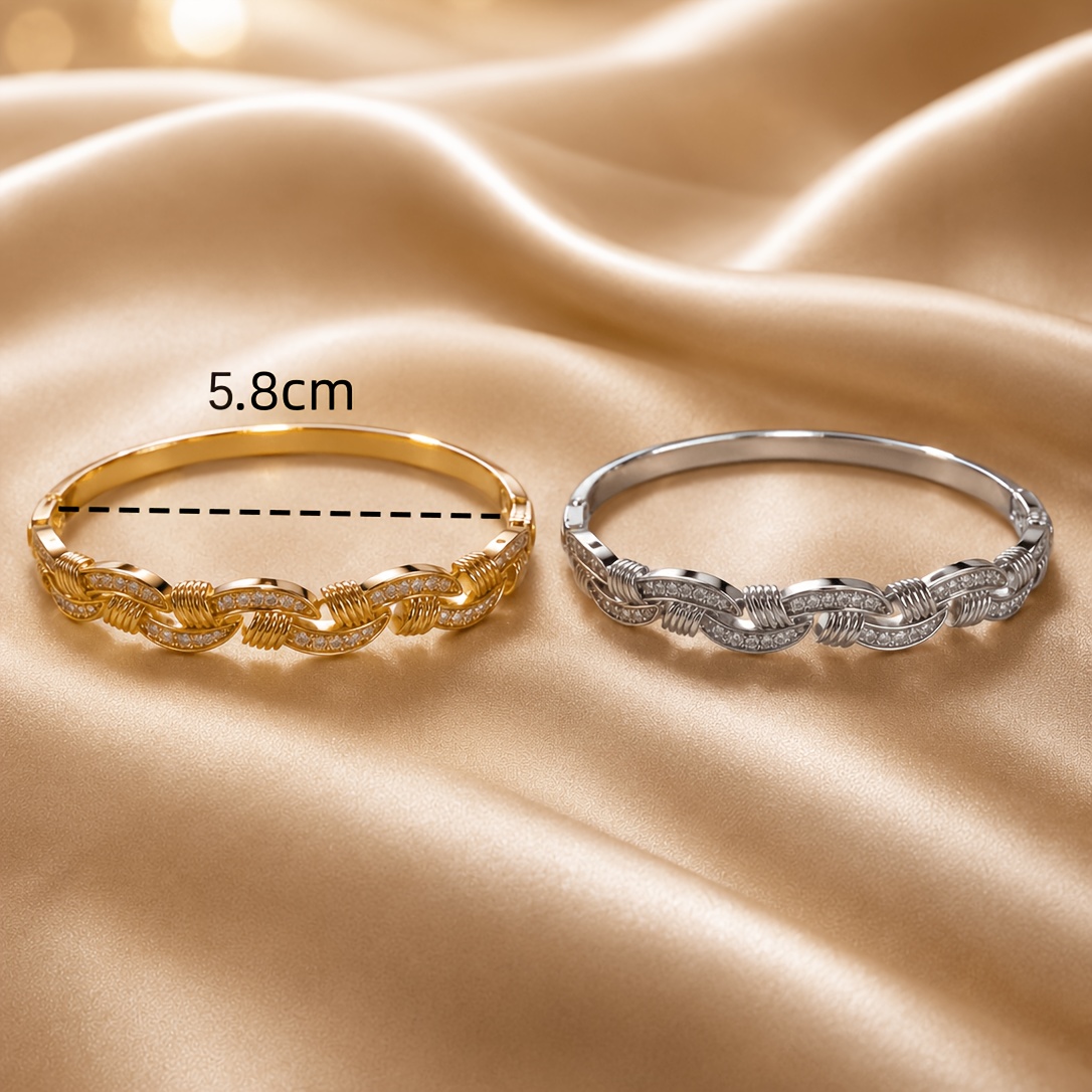 Multi-Strand Braided Chain-Link Bracelet with Sparkling Stone Clasps