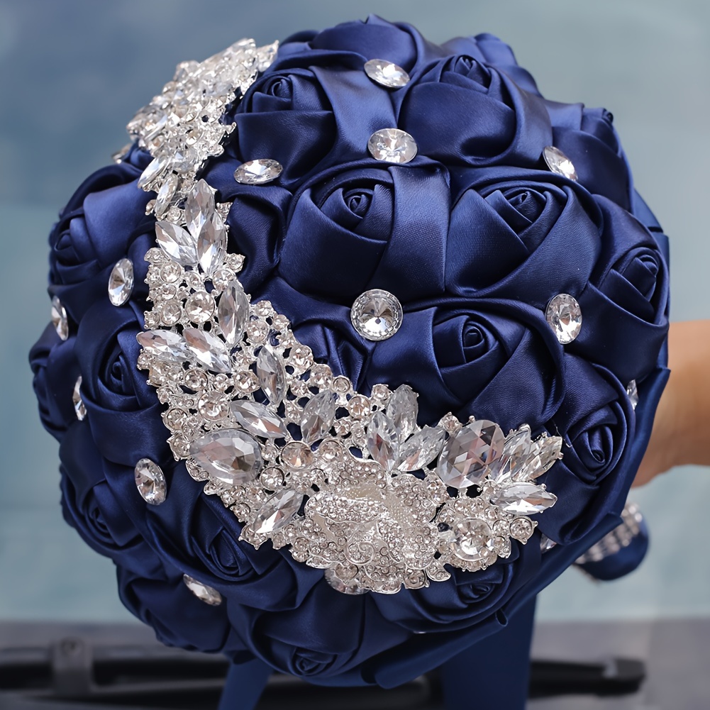 zamonaviy to'y buketi, porloq kristallar bilan, polyester va spandex, qo'lda ushlash uchun to'y gulchambari, w445 tafsilotlari 14
