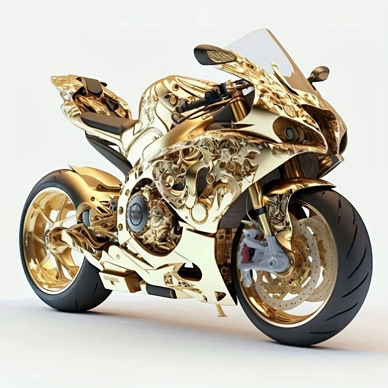 

Golden Motorcycle 5d Diamond Painting Kit - Diy Full Drill Round Diamond Art, Frameless Canvas Embroidery Wall Decor Craft, Perfect Gift Idea