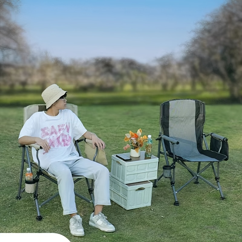 Portable Folding Camping Chair 600D Oxford Cloth Outdoor Yard