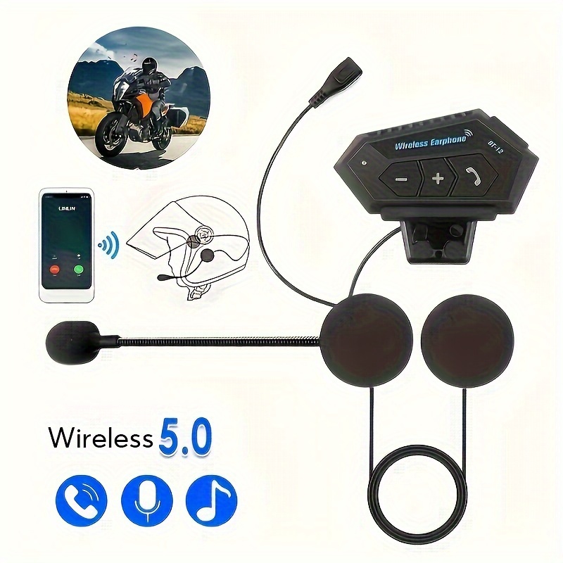 Motorcycle Bt 5.0 Helmet Headset Wireless Hands-free Call Kit Stereo Anti-interference Waterproof Music Player Speaker
