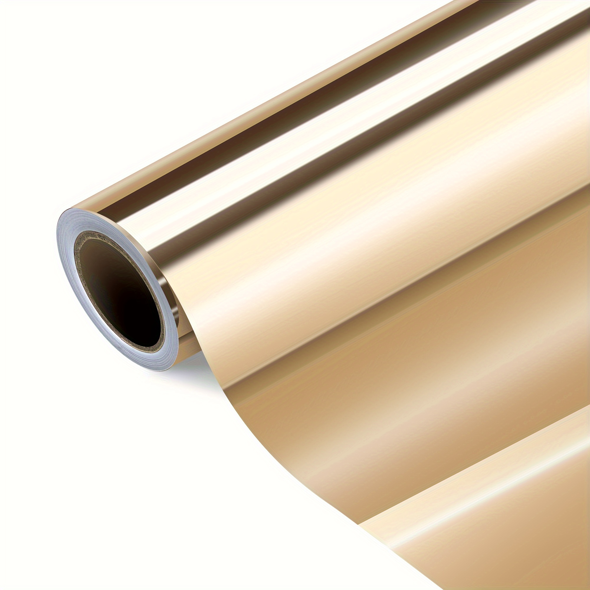 

1pc Golden Chrome Heat Transfer Vinyl Roll - 10" * 5ft Metallic Foil Iron-on For T-shirts, Mirror Metallic Golden Easy Cut & , Vinyl Material For Diy Design & Fabric Decor