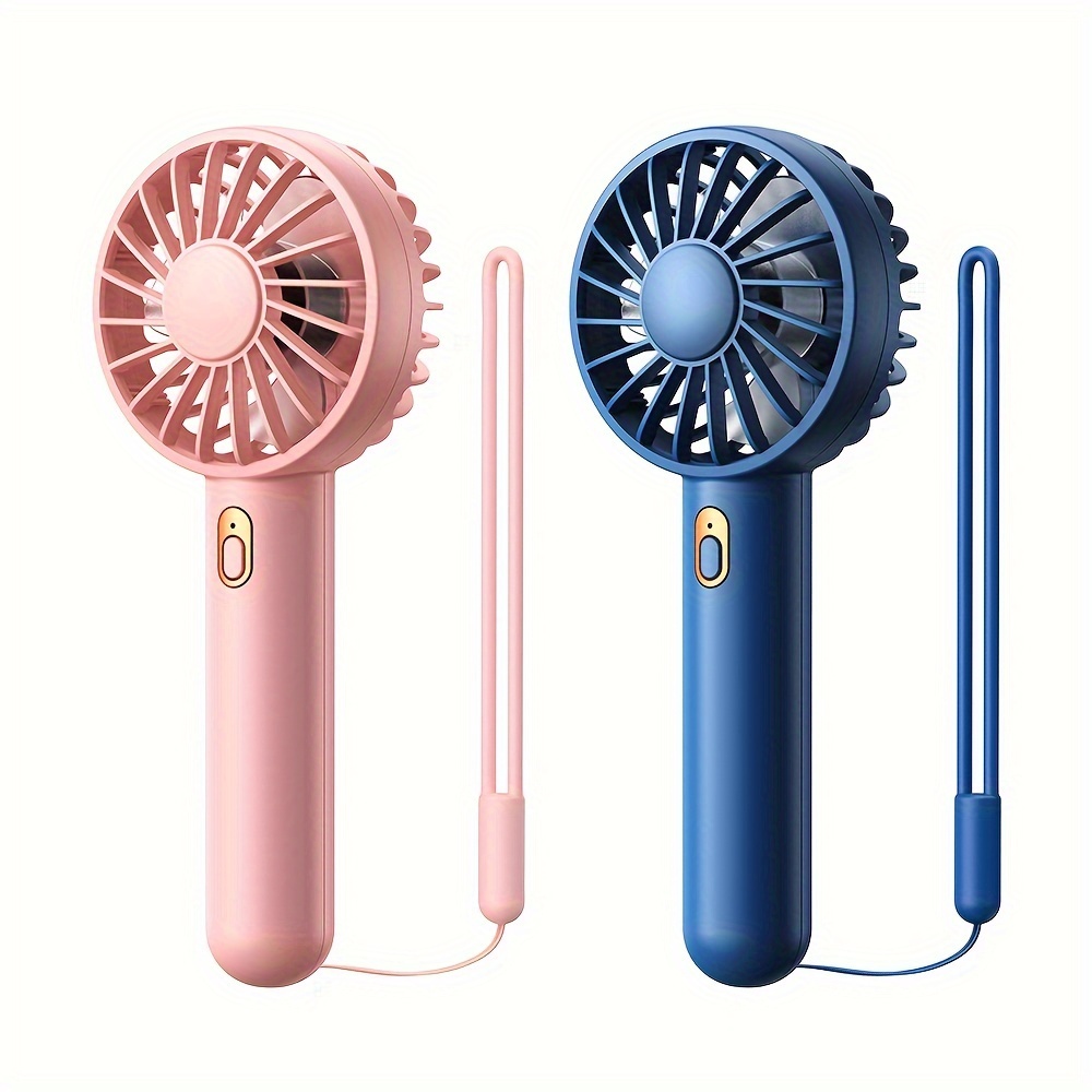 

[2-pack] 1800mah Portable Mini Hand Held Fan, Stylish Design With Hanging Rope Comfortable Grip Powerful Airflow Ergonomic Fluid Engineering Whisper-quiet Operation Hand Fan