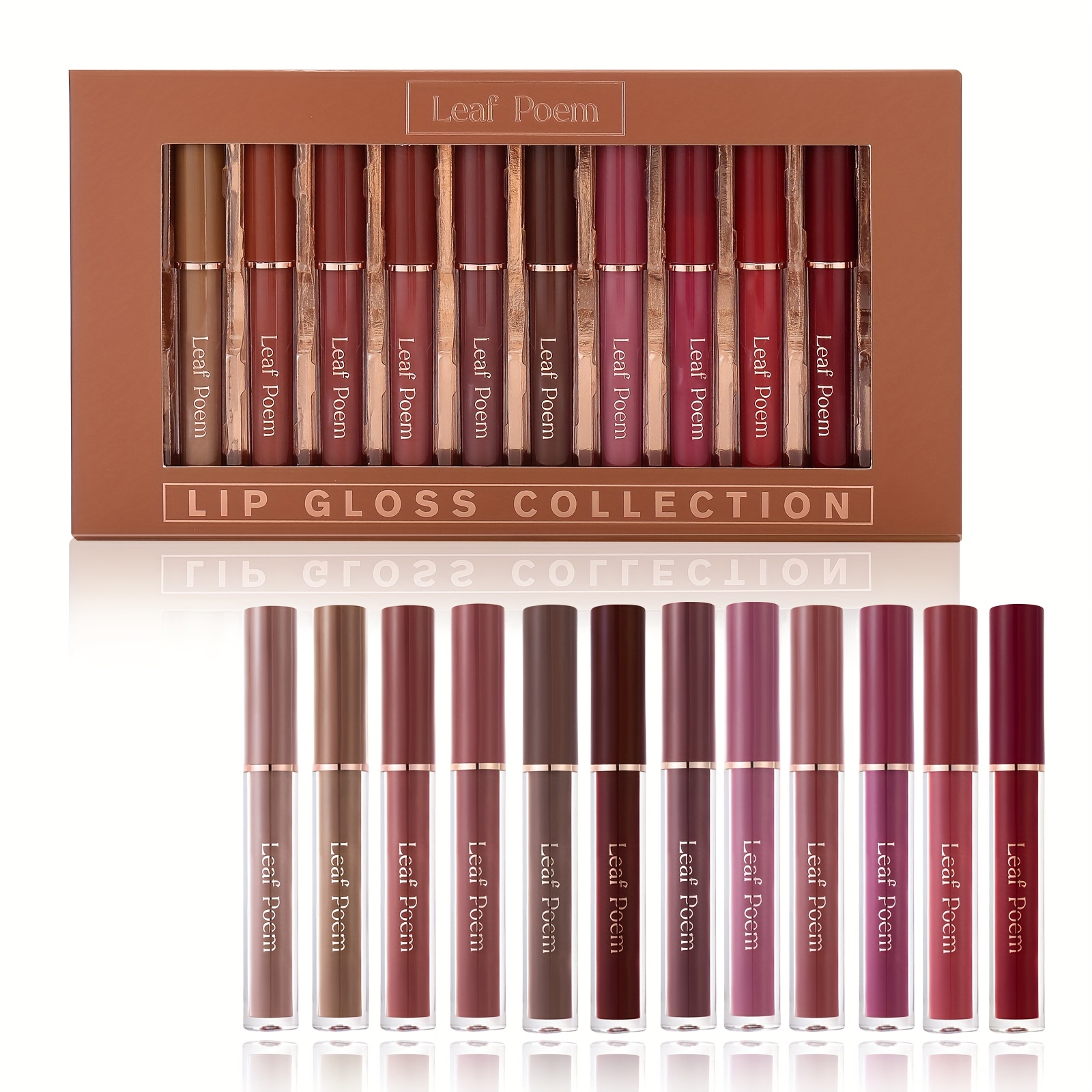 12pcs Matte Lipstick & Lip Gloss Set, Waterproof, Long-Lasting, Non-Fading, Soft Liquid Lipstick, Multi-Color Series, Suitable for All Skin Tones, Adult Makeup Gift Box, Ideal for Halloween, Christmas, Valentine's Day
