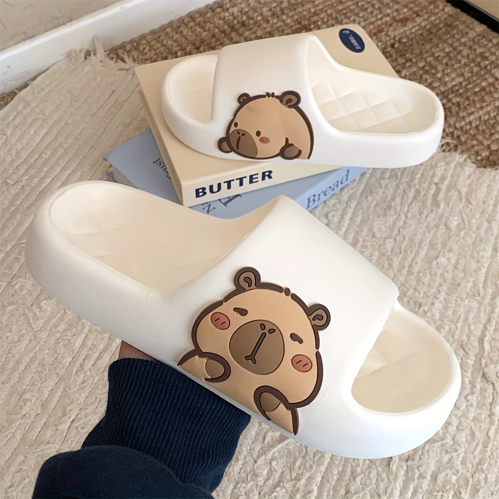 Image of Xixitiao Summer Slide Sandals For And, Cute Cartoon Capybara Bathroom Slippers For Home And Bathing