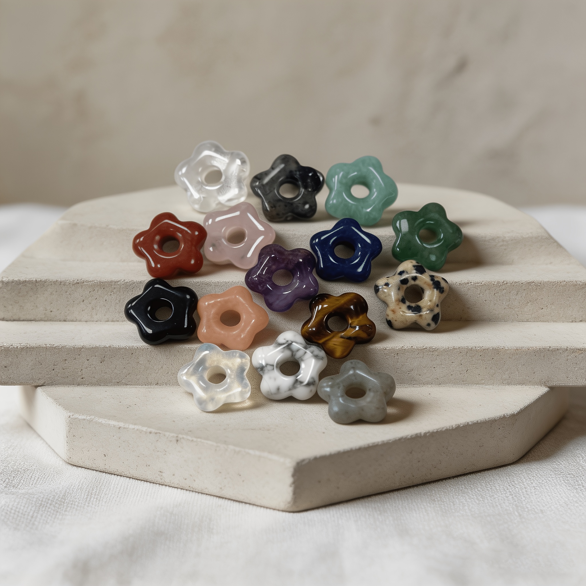 1pc Random Color Mixed Natural Crystal Flower Spacer Bead for Jewelry Making