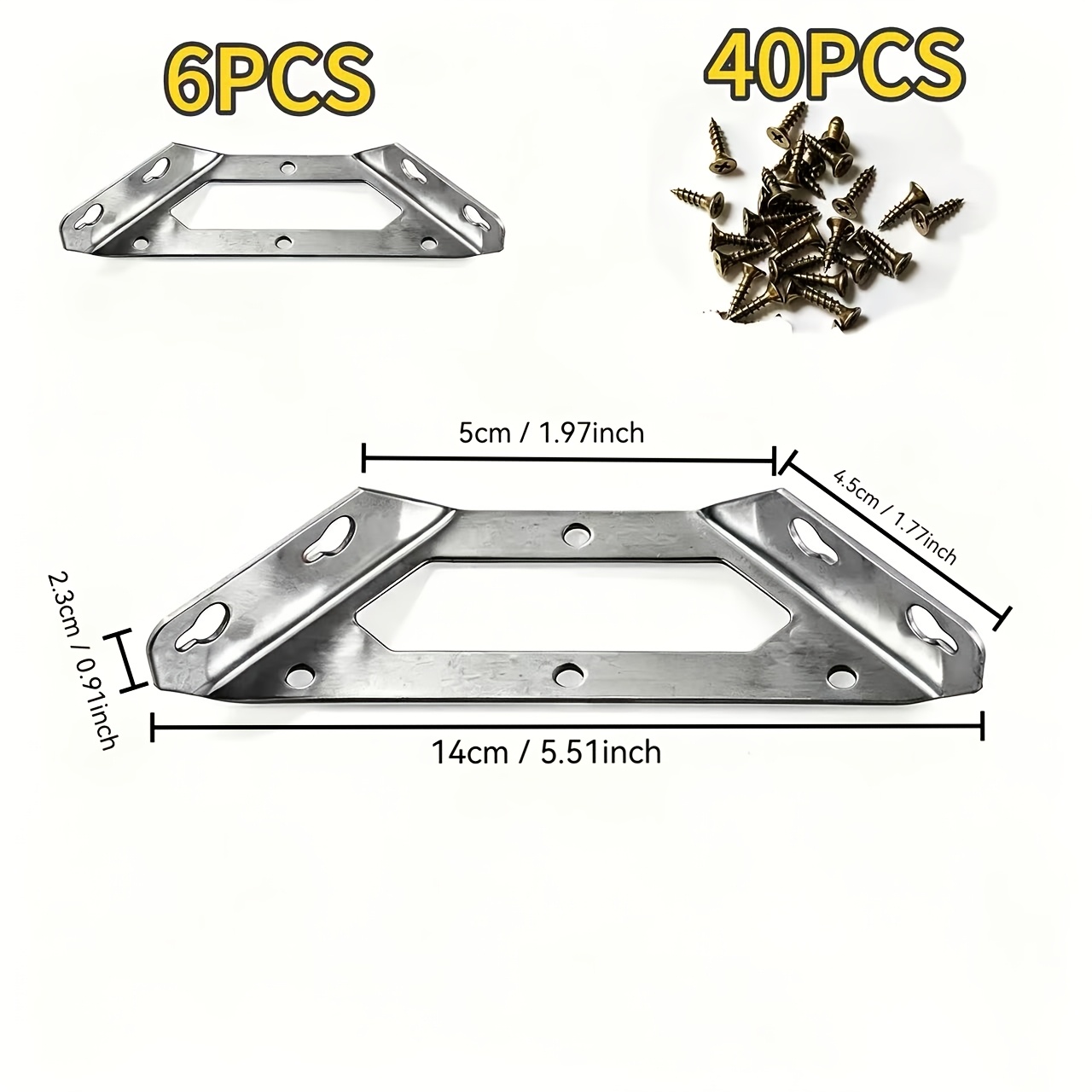 TEMU 46pcs Set Of Heavy-duty Corner Braces - Including 6 Multifunctional Corner Braces And 40 Screws, Furniture Reinforcement Device, Triangular