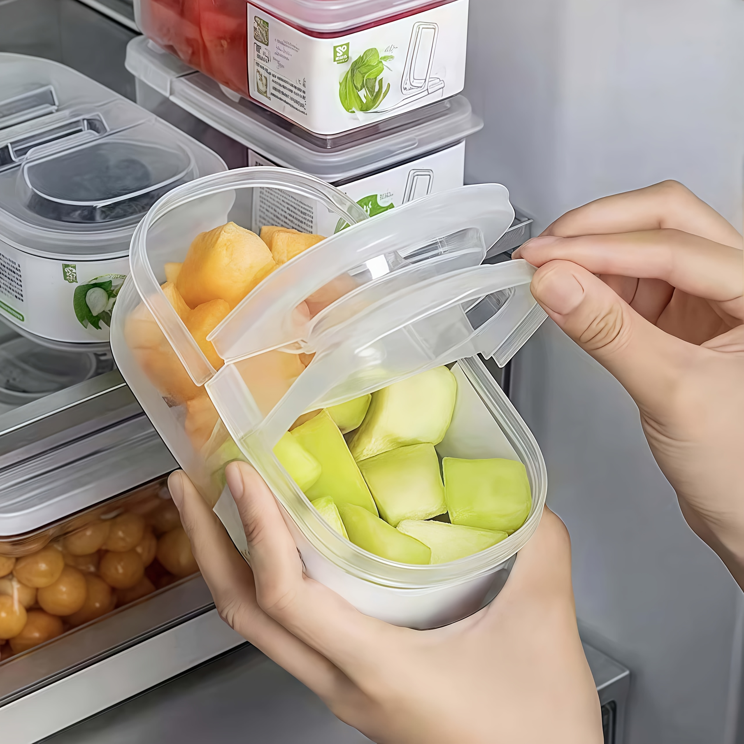 1pc Of Double-opening Lid Fresh-keeping Box, A Transparent Container For Lunch, Fruits, Vegetables, Spices, And Other Food Storage In And Kitchen, Ideal For Organizing And Preserving Food At Home