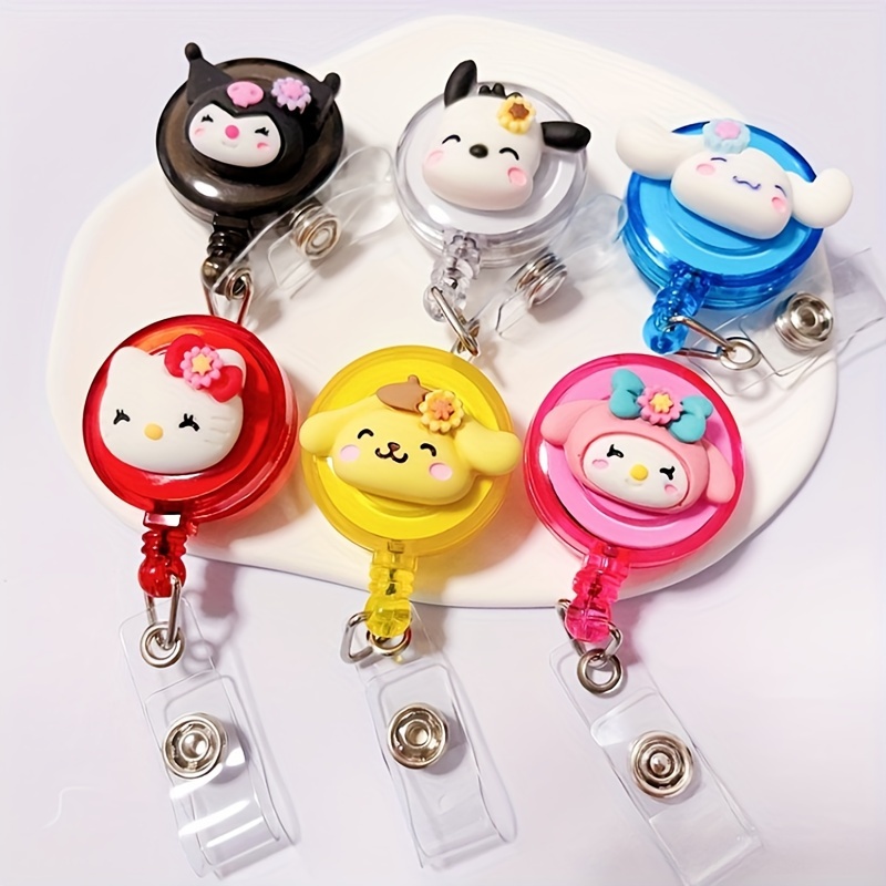 1pc My Melody Pompompurin Pochacco Telescopic ID Badge Holder Keychain  Acrylic Badge Reel Name Tag, Cute Retractable ID Card Holder