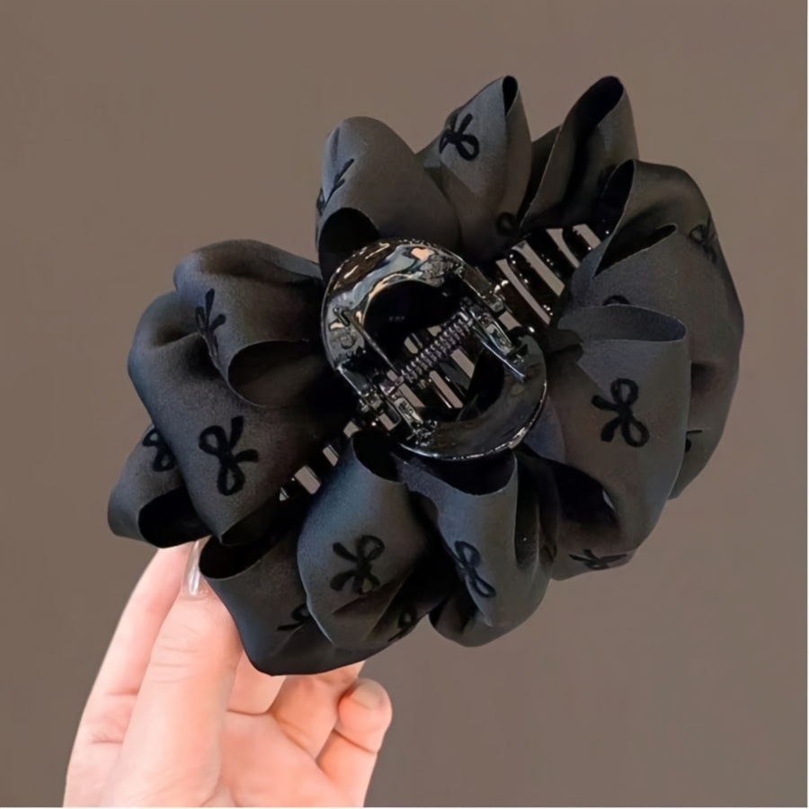 TEMU 1pc Retro Satin High-end Grab Clip New Versatile Back Of Head Hair Shark Clip Ponytail Clip