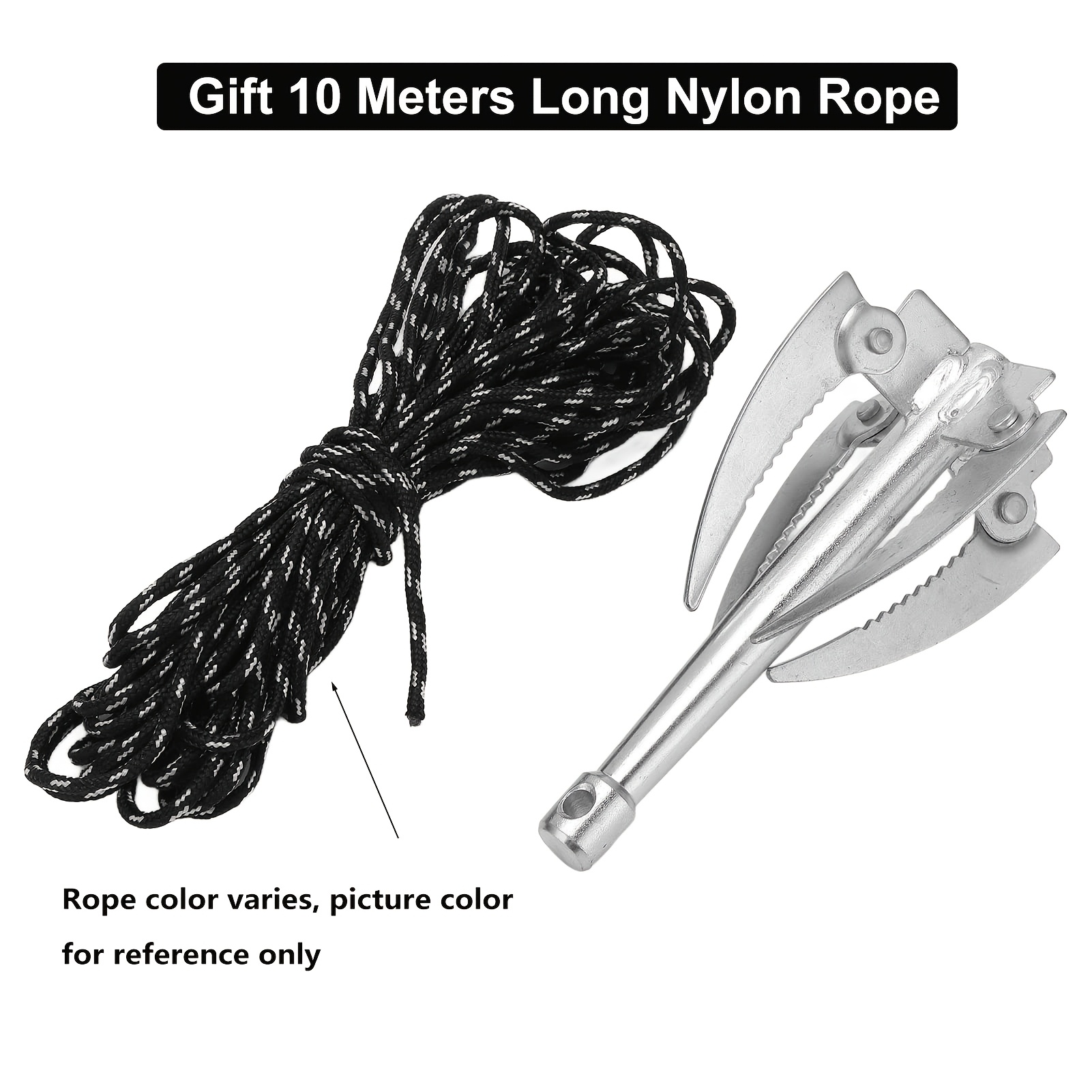 Foldable Metal 4 Claw Water With 32.8ft Random Color Rope, Efficient Portable Aquatic Plant Trimmer For Lakes, And Yards, Fishing Tool Accessory