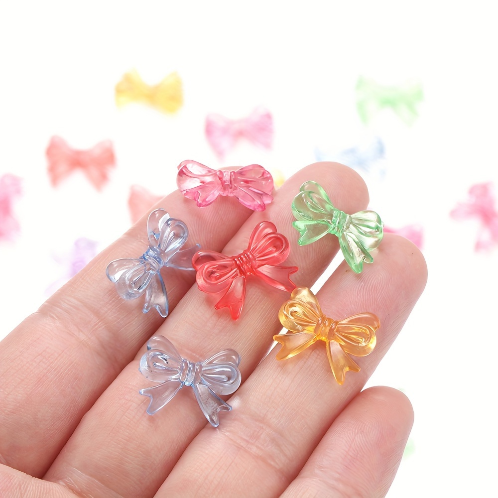 

30pcs Vibrant Acrylic Bow Beads - Translucent Charms For Diy Keychains, Bracelets & Necklaces Crafting Supplies, Beads For Bracelets